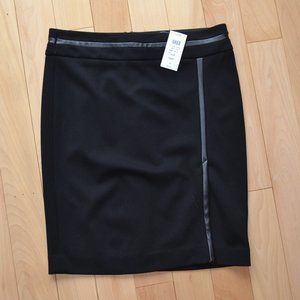 Cache Black Midi Skirt with Satin Trim